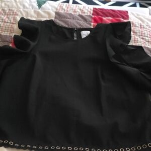 MISA SZ XS Black Ruffle Sleeve Top